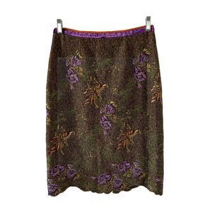 Etcetera Womens Wool Blend Scallop Hem Skirt Size 4 Embroidered Pencil